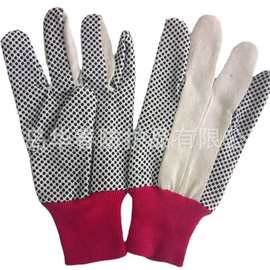 斜纹布PVC点塑手套仓库花园工作防护手套