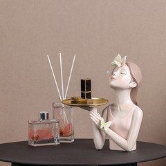 Creative entrance living room desktop dresser storage decoration ornaments Looking up girl tray resin crafts