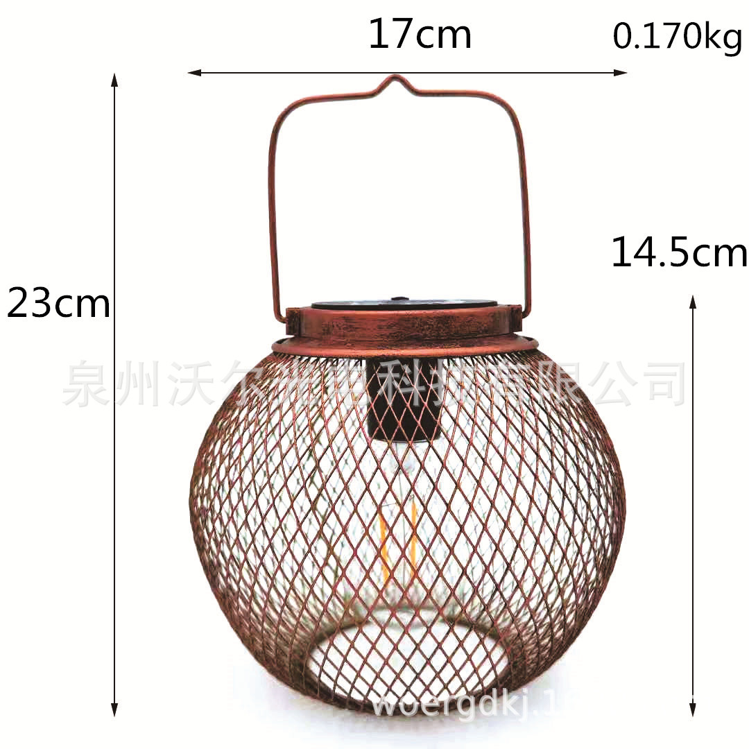 热销 亚马逊LED镂空太阳能铁网灯罩吊灯 挂树灯笼 庭院装饰景观灯