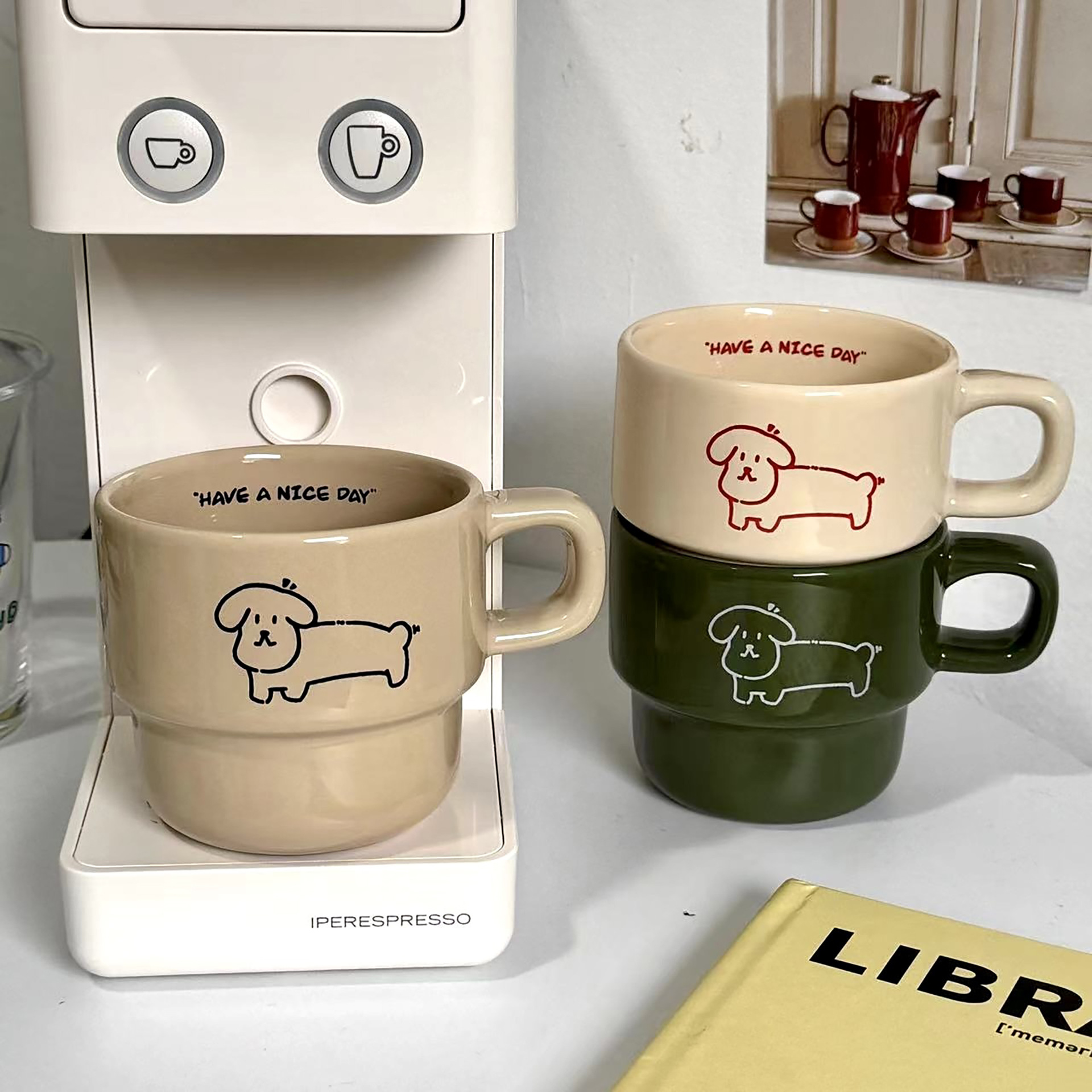 Cute Puppy Ceramic Mug Water Cup Practical for Girlfriend Couple Birthday Gift Small Fresh