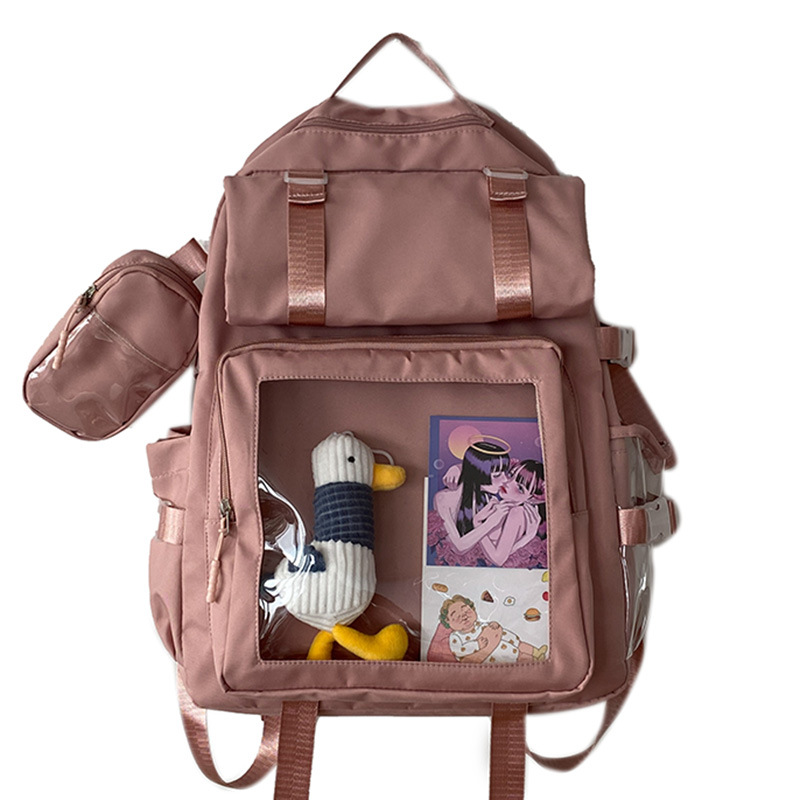 Japón fresco y dulce mochila de niña nueva gran capacidad mochila de estudiantes de secundaria secundaria simple mochila de color sólido mujer