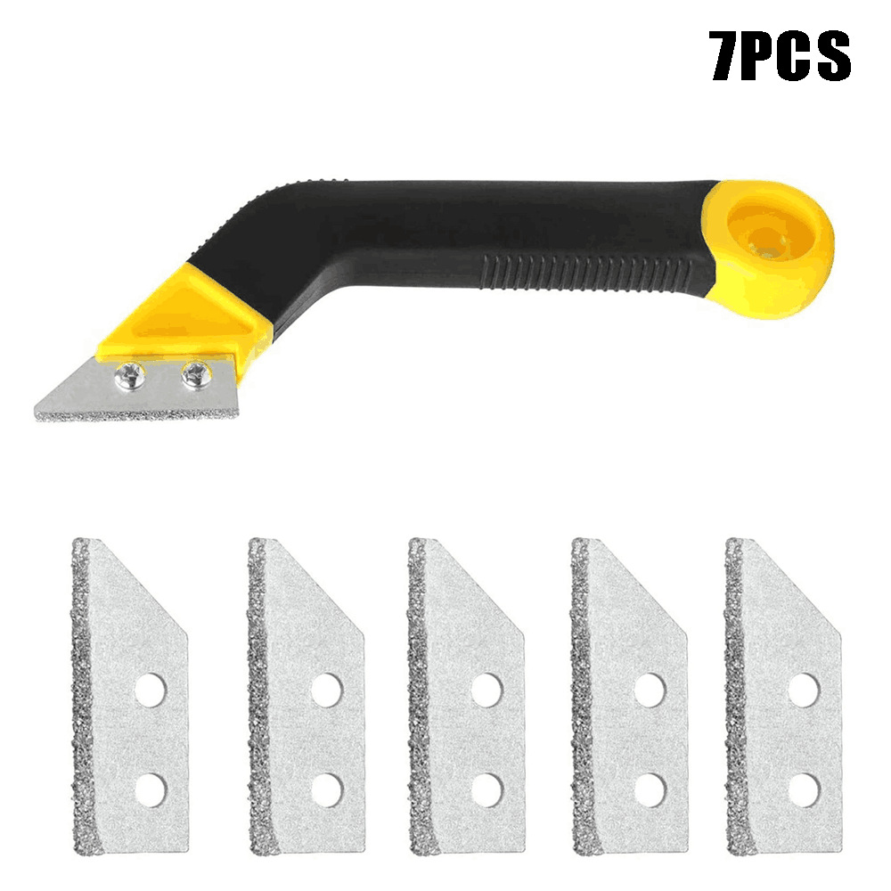 工厂供应7PCS黄黑斜角刮耙刮刀组合地板瓷砖墙缝残留物清洁工具