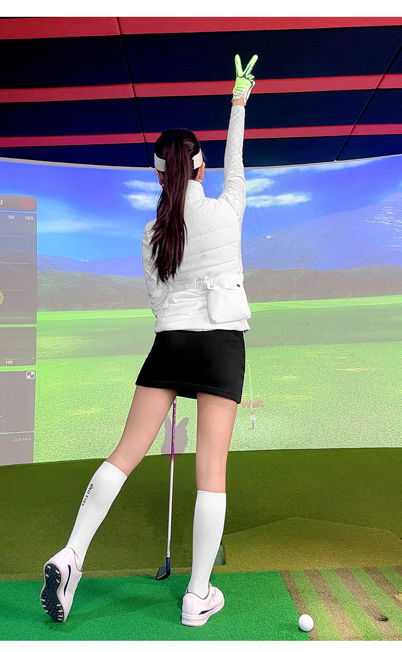 Áo gile nữ chơi golf PGM cổ đứng không tay, mùa thu đông, ấm áp — Áo gile cotton trắng YF751, Áo gile cotton màu đen YF751 chi tiết 7