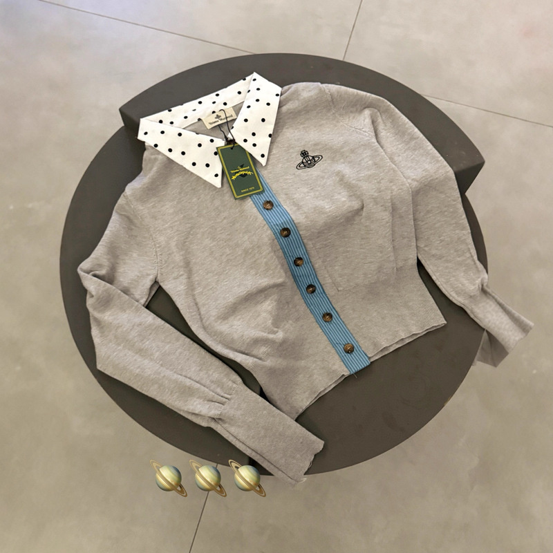 Real Shot of Retro Fake Two-Piece Patchwork Knitwear for Women Autum New Slim Slim Cardigan Top