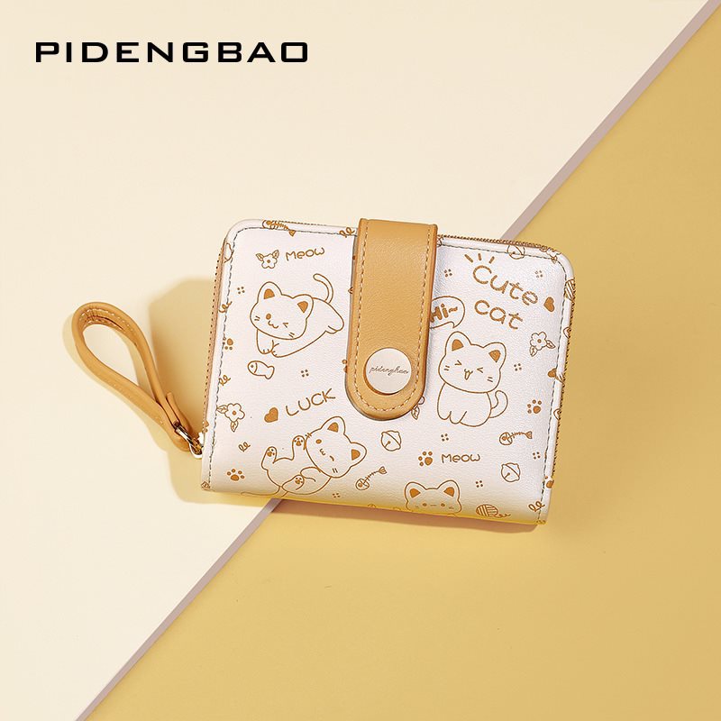 Japanese cartoon short card holder with zipper