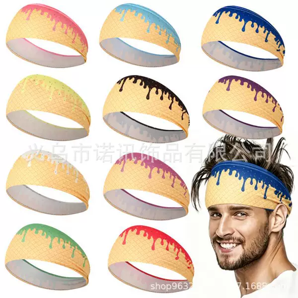 New European and American style ice cream-themed unisex yoga quick-dry fitness running sweat-wicking headband sports sweat-absorbing headband