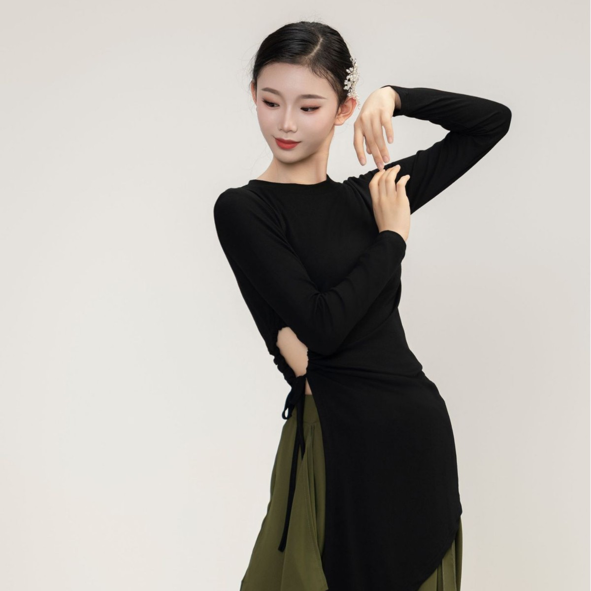 Modern Dance Practice Clothes, Long Dance Clothes, Women's Slim Yoga Tops, Classroom Basic Training Clothes, Performance Clothes, Classical Art Test