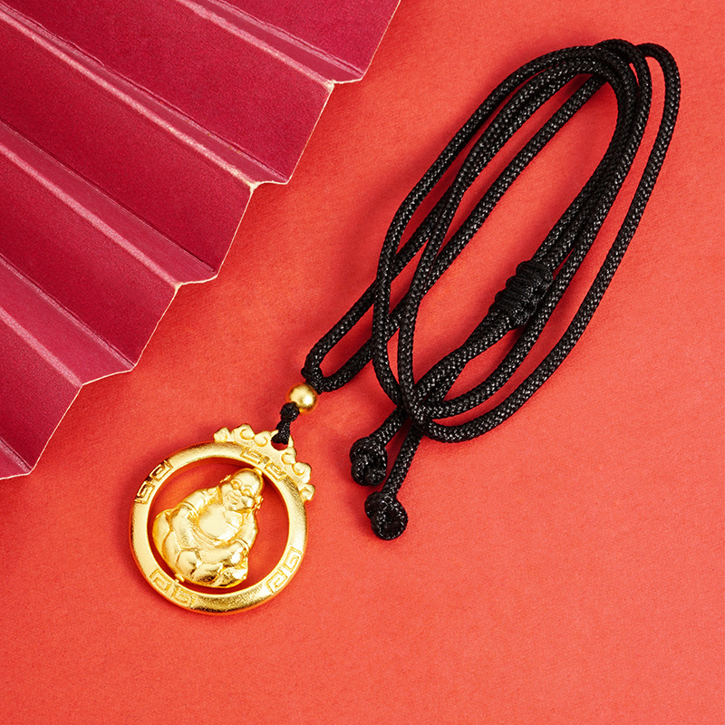 Antiguo collar de Buda giratorio Vietnam chapado en oro vintage joyería auspicioso Lotus colgante suministro directo fábrica