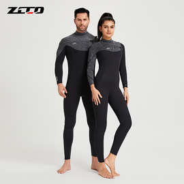 2/3mm ZCCO连体横拉链潜水服保暖男女超弹CR长袖潜水冲浪衣潜水服