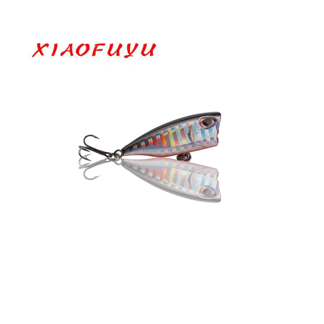 1Pcs Micro Topwater Popper Lure 40mm/3.5g Hard Plastic Bait Minnow Popper Lure Fishing Tackle