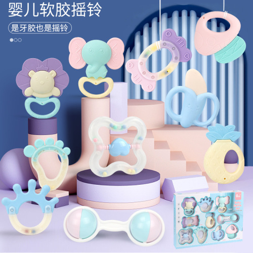 Toothbrush teether baby chewable rattle for newborns, intelligent gripping, suitable for 0-1 year old, biting fun