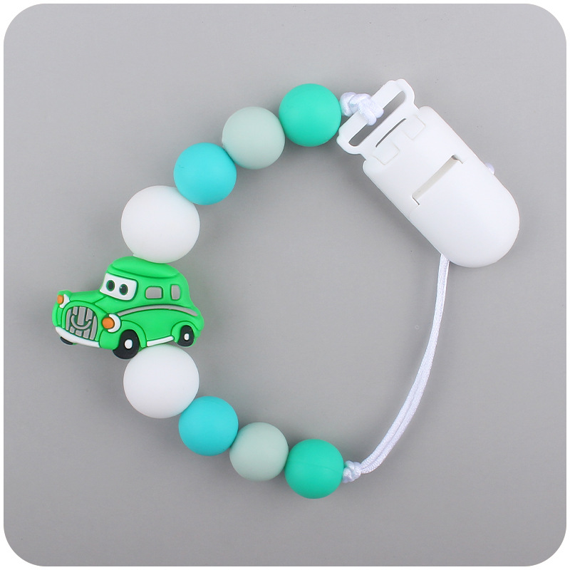 Bebé chupete de plástico clip DIY bebé chupete Cadena de dibujos animados camión de bomberos chupete cuerda de silicona Amazon