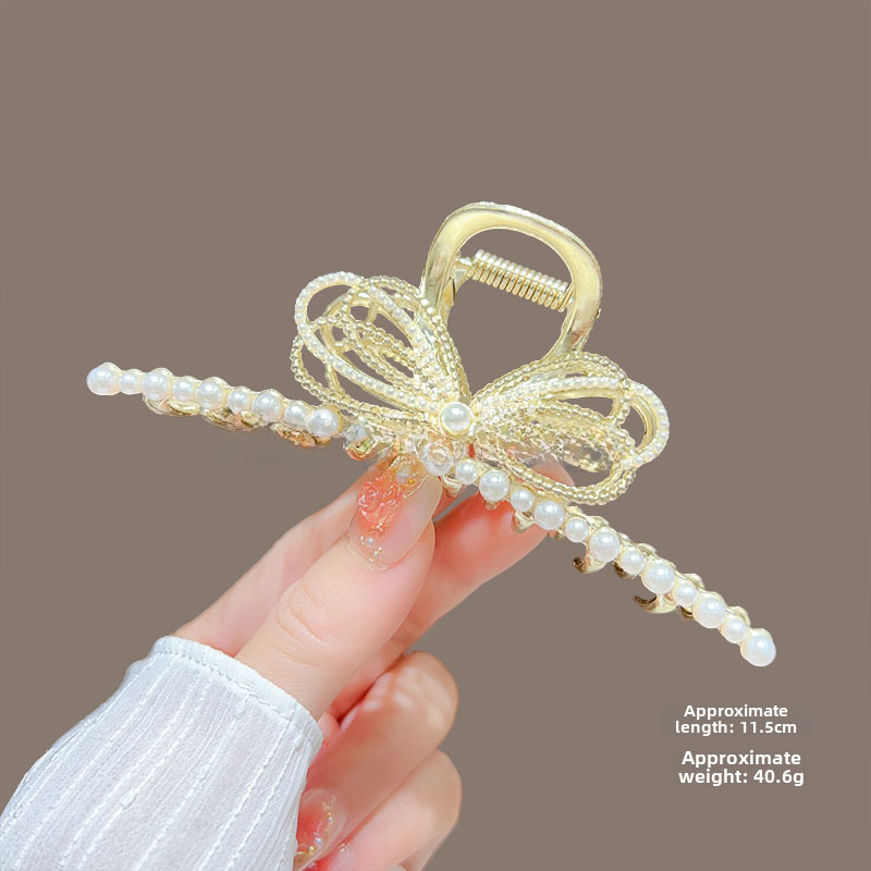 Temperamento Full Diamond Metal Shark Clip Hairpin Back Head Coil Hair Grab Clip Donna Primavera Estate Super Large Clip Copricapo Hair Grab_voghion.com
