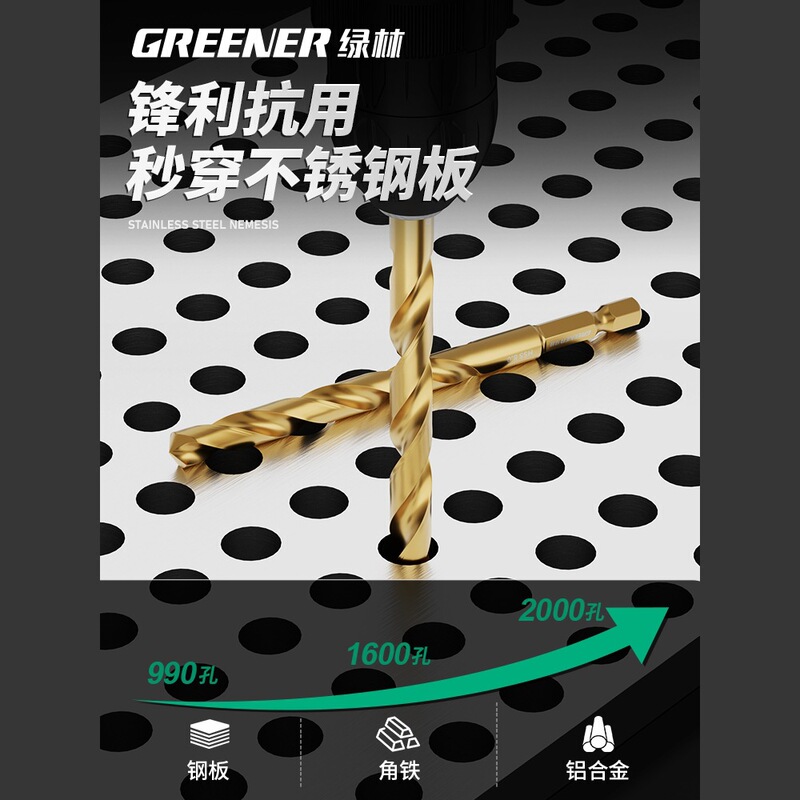 グリーンフォレスト六角シャンクドリルツイストドリルステンレス鋼特殊高硬度パンチングスチールセット合金コバルトユニバーサル|undefined