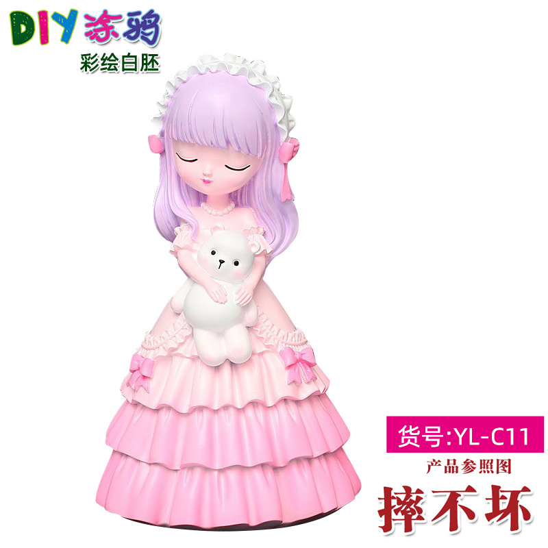 Gran vinilo yeso muñeca embrión blanco al por mayor puntada alcancía gran puntada artesanal DIY colorear blanco