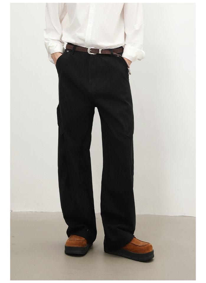Quần cargo nam cotton nguyên chất dáng rộng thẳng nhiều túi — con lạc đà, màu xám, màu xám nhạt, đen chi tiết 19