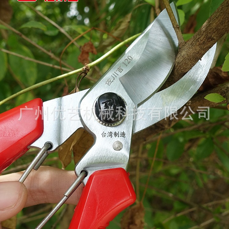 台湾佐川吉120不锈钢园林园艺修枝剪家用花艺修花修树枝省力剪刀