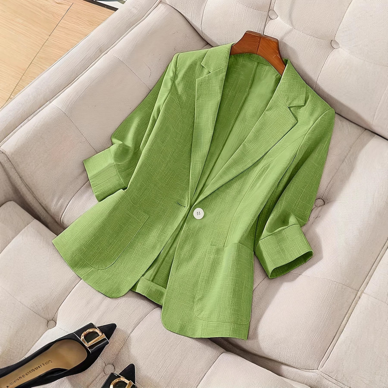2026 New Cross-Border European and American Style Women's Slim-Fit Blazer, Mid-Sleeve Single-Button Professional Casual Suit Jacket 2026 New Cross-Border European and American Style Women's Slim-Fit Blazer, Mid-Sleeve Single-Button Professional Casual Suit Jacket
