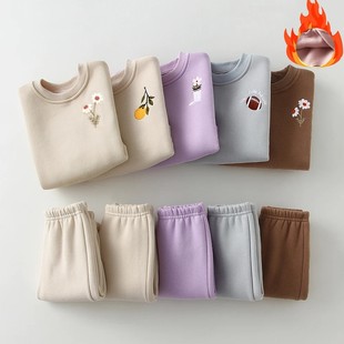 2-Piece Set Spring and Winter suit Embroidered Warm Sweater Sweater Pants Boys Children's Clothing Fleece Sweatshirt OZON Cross-Border