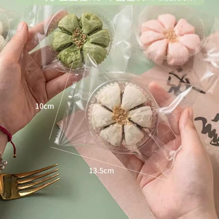 中秋圆形桃花酥月饼透明底托广式流心蛋黄酥烘焙中式糕点透明托