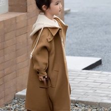 女童外套2023新款春秋冬呢子大衣韩版中长款呢子外套保暖风衣外套