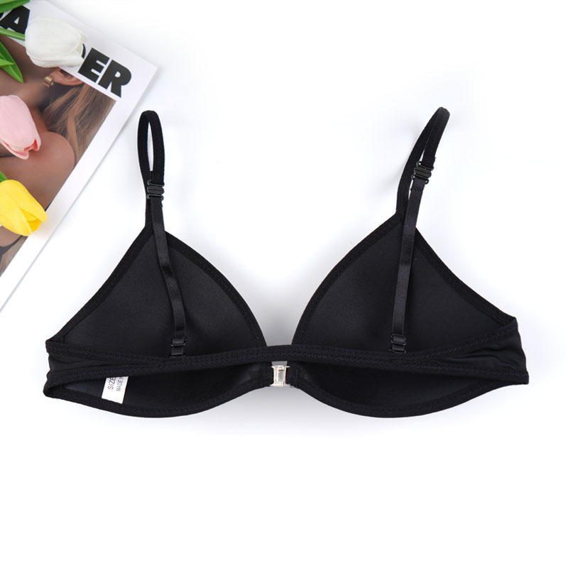 Bikini triángulo frente botón ropa interior mujer sin anillo de acero sexy gran cinturón de cuello abierto sujetador sin marcas de moda chica