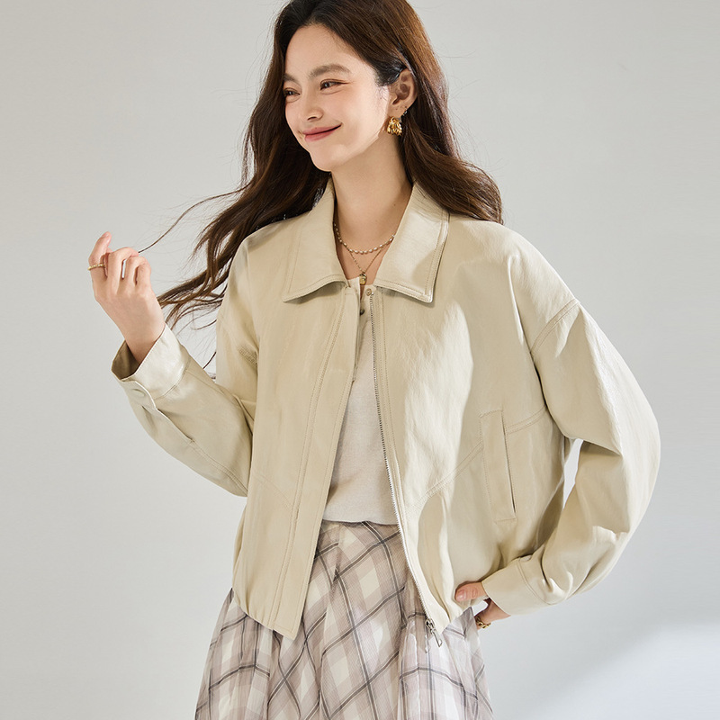 26 Early Spring New Style Metallic Pu Leather Fashionable Versatile Lapel Short Leather Jacket Slimming Coat 29088 26 Early Spring New Style Metallic Pu Leather Fashionable Versatile Lapel Short Leather Jacket Slimming Coat 29088