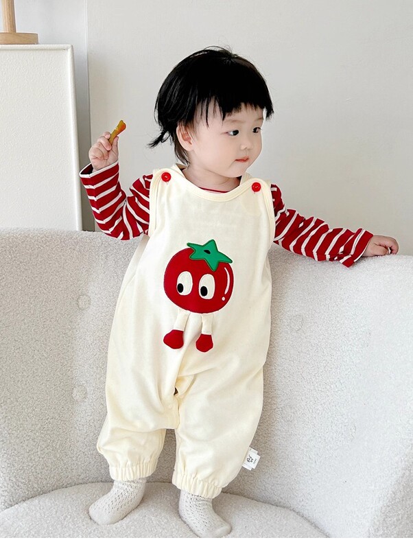 婴儿衣服春秋季套装女宝宝早秋款超萌可爱背带裤百搭打底衫两件套|undefined
