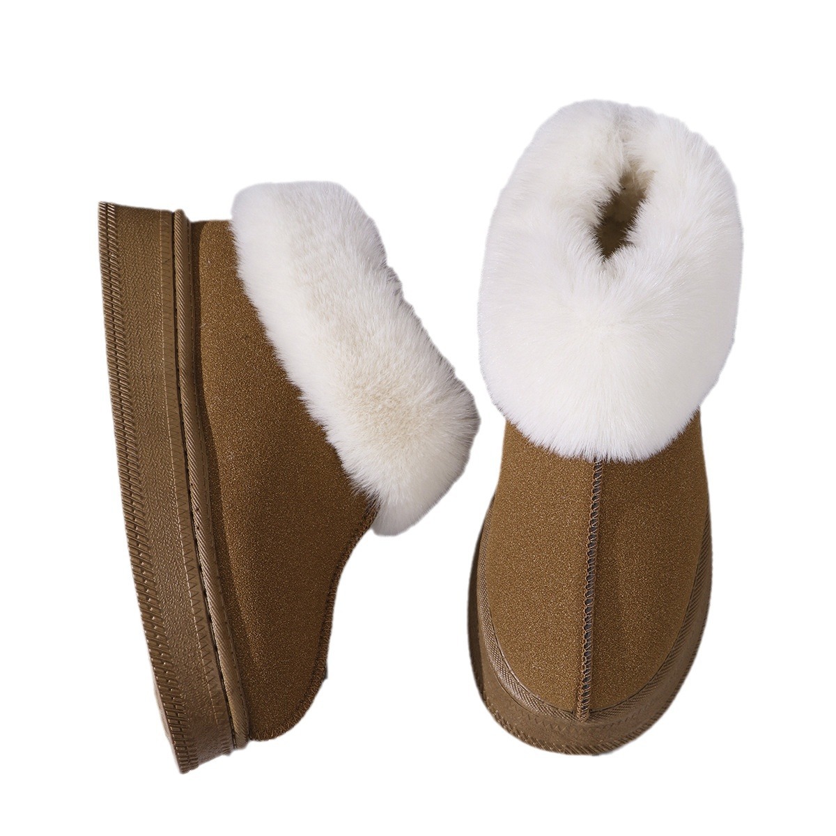 Women's platform snow boots with rounded toe lined with plush_voghion.com