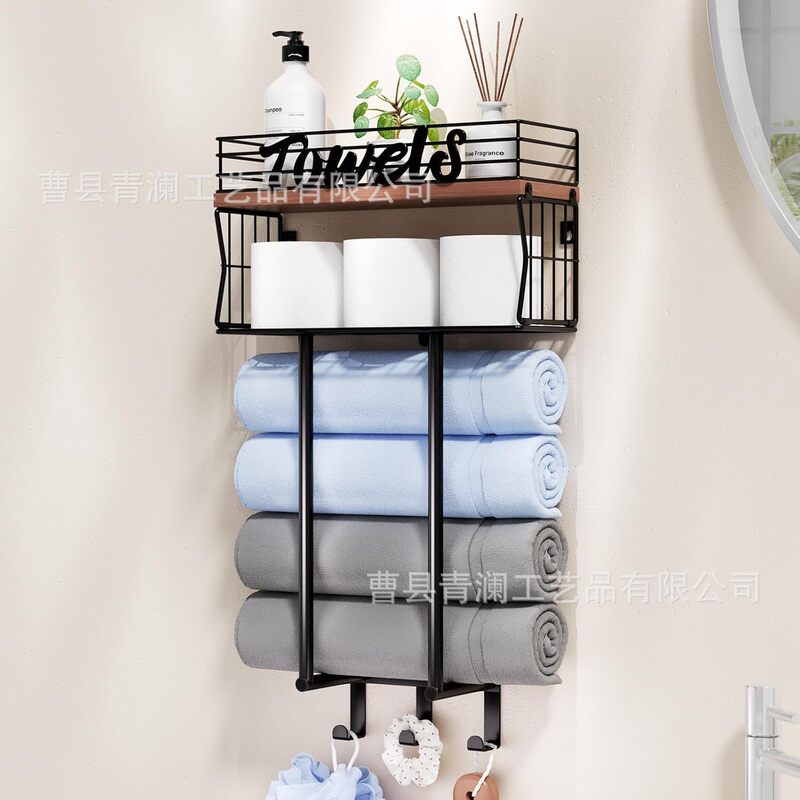 Amazon's New Towel Rack Door Bathroom Storage Rack Modern Iron Wall-Mounted Towel and Bath Towel Storage Rack