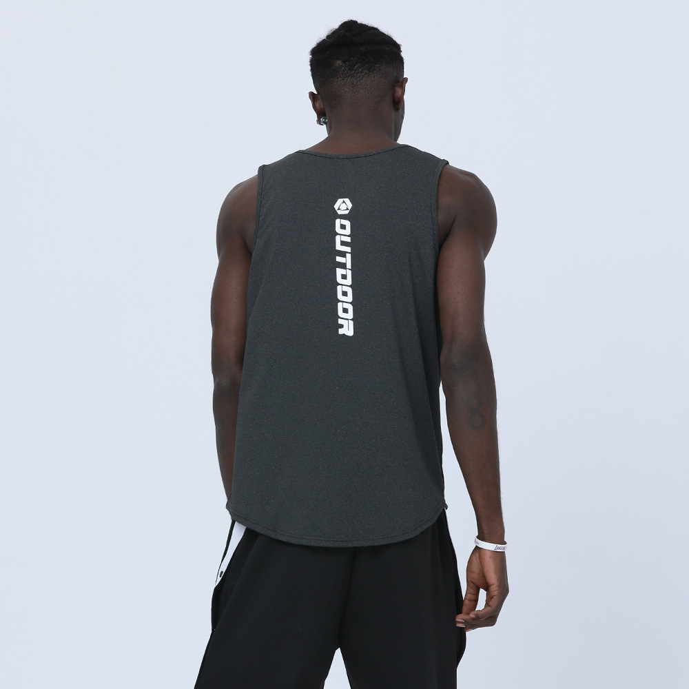 Verano de los hombres corriendo entrenamiento sin mangas de secado rápido ropa deportiva fitness hielo seda delgada suelta chaleco superior en stock impreso