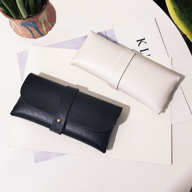 New Fashion Leather Glasses Case Metal Snaps Soft Bag Retro Sunglasses Case Sunglasses Packaging Box
