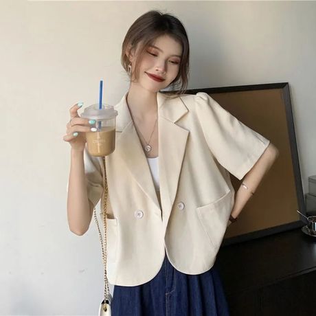 2025年薄款小西装外套正装女夏季休闲新款防晒西服韩版短袖上衣女