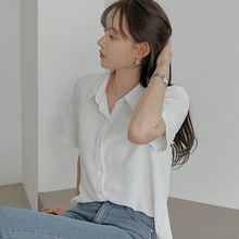 法式正肩polo衫女夏季新款垂感宽松复古小众外穿百搭短袖上衣