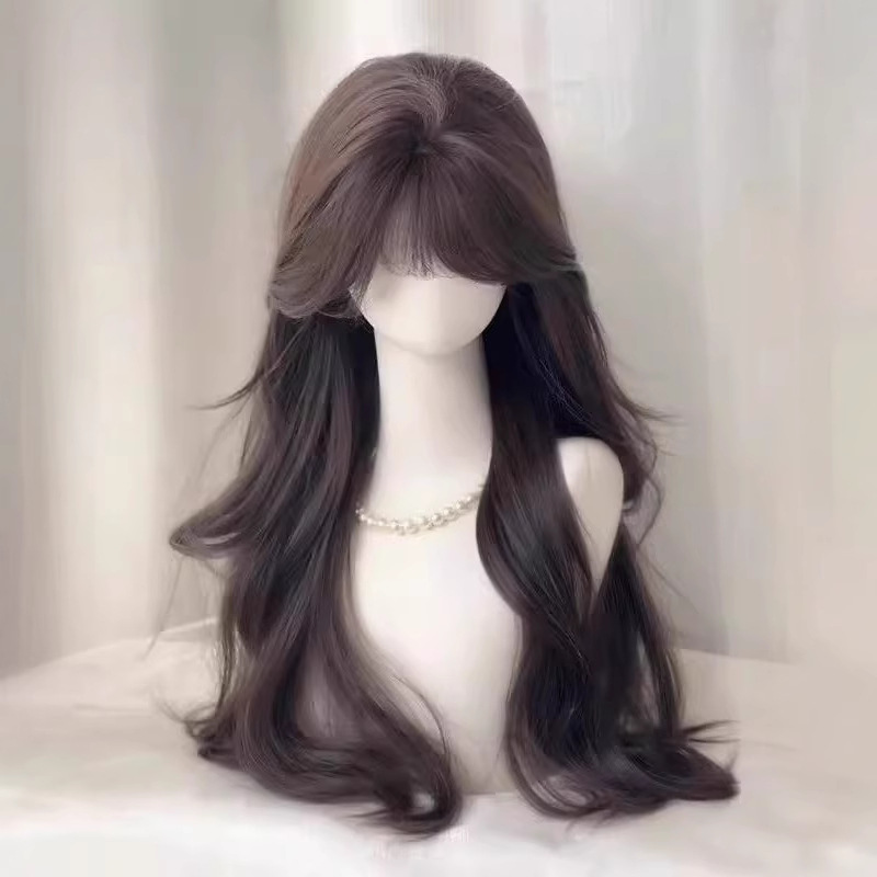 Peruca Koni [Deusa Estilo Coreano] Peruca feminina sem rede de cabelo, coroa alta volumosa, atmosfera de ondas grandes, leve