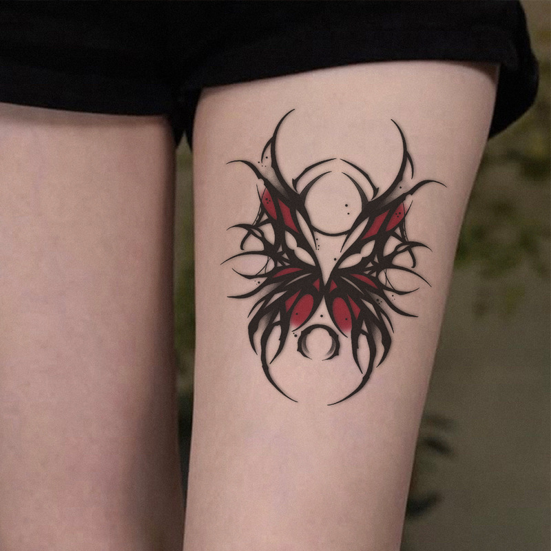 Y2K Red and Black Gradient Butterfly Tattoo Stickers, Unique and Stylish, Long-Lasting and Non-Fading, Temporary Tattoo for Both Men and Women Y2K Red and Black Gradient Butterfly Tattoo Stickers, Unique and Stylish, Long-Lasting and Non-Fading, Temporary Tattoo for Both Men and Women