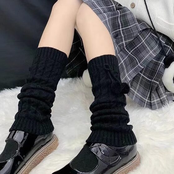 Wool ball twist socks autumn and winter warm Japanese jk girl cute Lolita widened calf pile socks for women