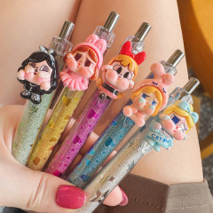 卡通可爱学生小女孩圆珠笔中性笔可爱卡通笔女孩写字签字笔