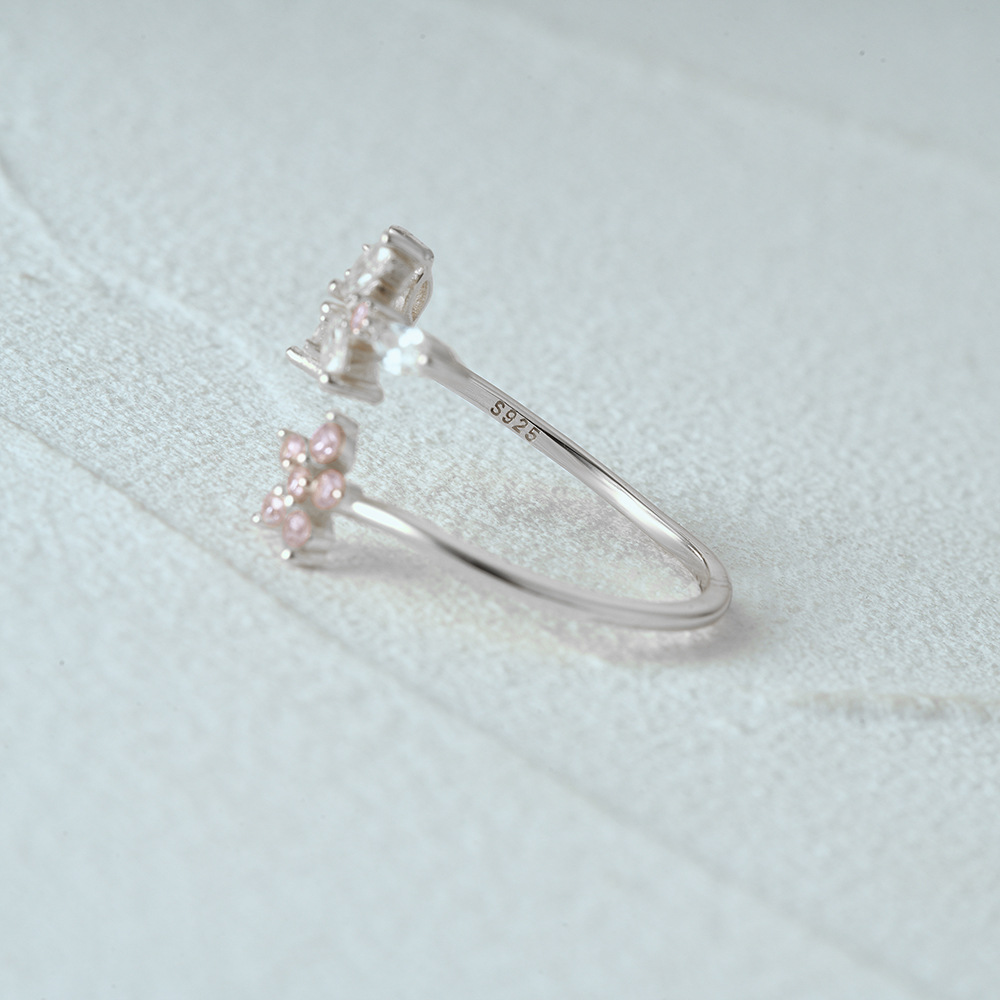 1 Piece Quantity 925 Sterling Silver Zircon Leaves Rings