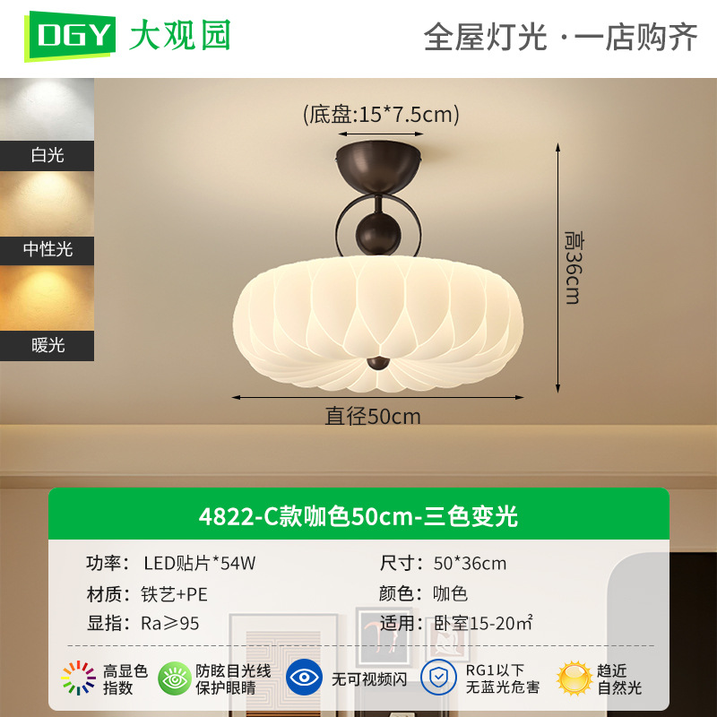 Lámpara de techo para dormitorio Grand View Garden, lámpara de dormitorio principal de estilo vintage con protección para los ojos, nueva lámpara creativa de estilo chino para sala de estudio, iluminación Zhongshan 274L.