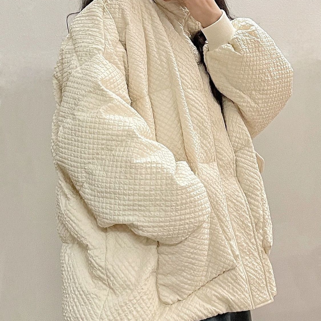 Extra-large women's cotton-padded jacket weighing 2 to 300 pounds, loose and versatile winter coat, thick bread jacket, cotton-padded jacket