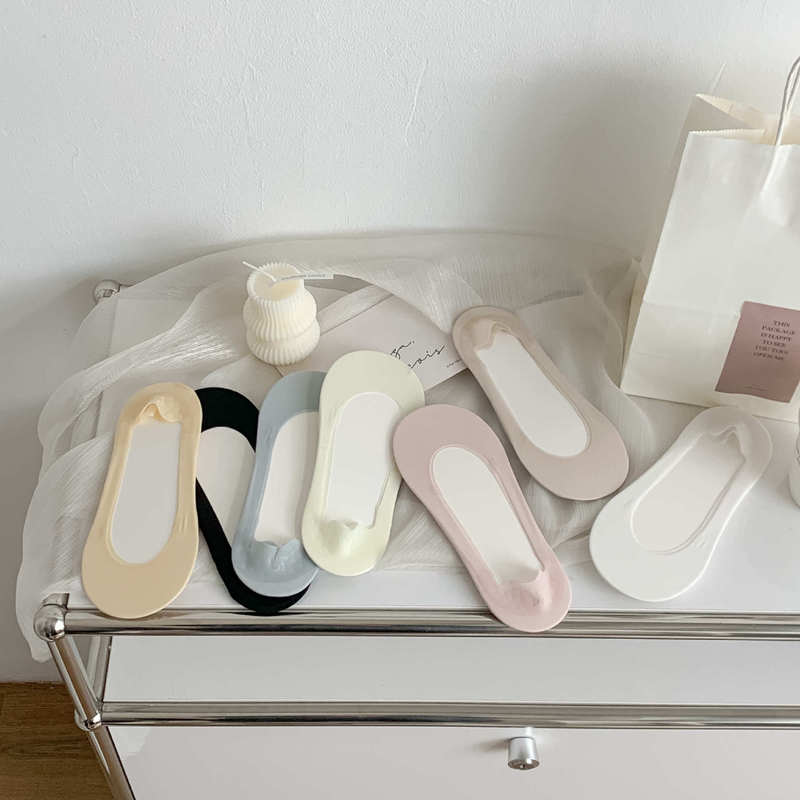 Sponge Bottom One Piece Ice Silk Invisible Socks Shallow Mouth Boat Socks Summer Thin Non-slip Low-cut Short Socks