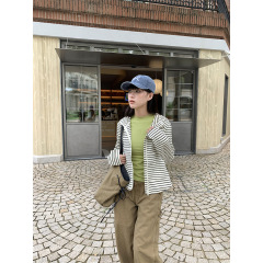 誉一新款2025秋季美式个性连帽条纹卫衣女拉链长袖上衣女c250742
