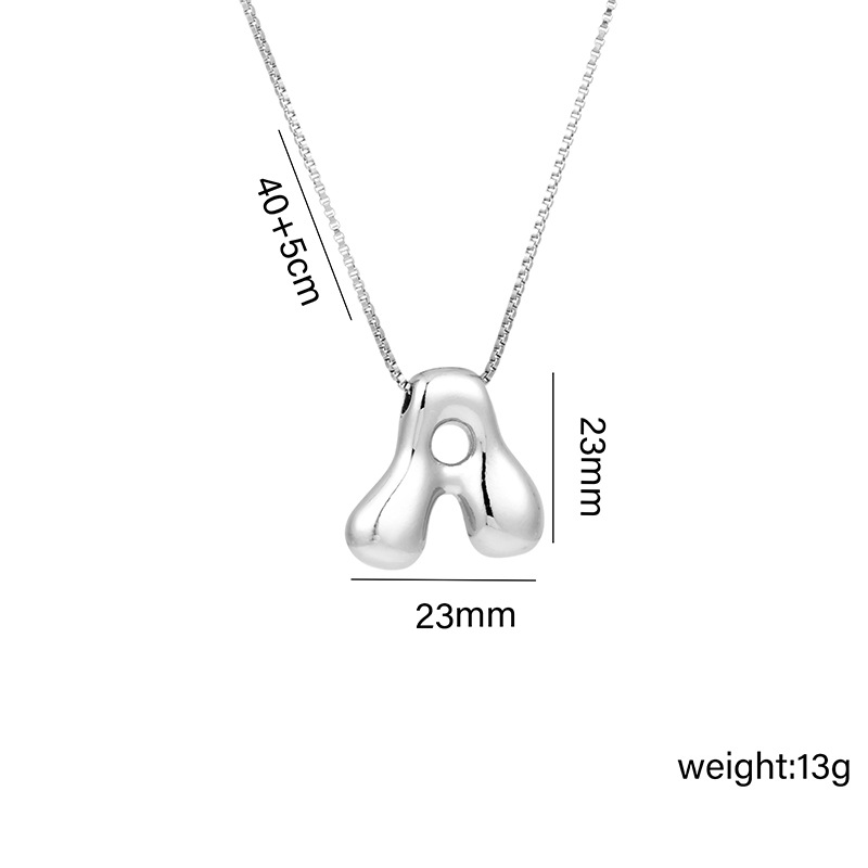 12g Weight Vacuum Plating Gold Plating Process White Gold Plated Plating Material Copper Pendant Material Pendant Necklace Classification Copper Chain Material 1 Piece Quantity Daily Occasion Copper Material Letter Pattern Women's Gender Plating Design Basic Style Copper White Gold Plated Basic Plating Letter Pendant Necklace 1