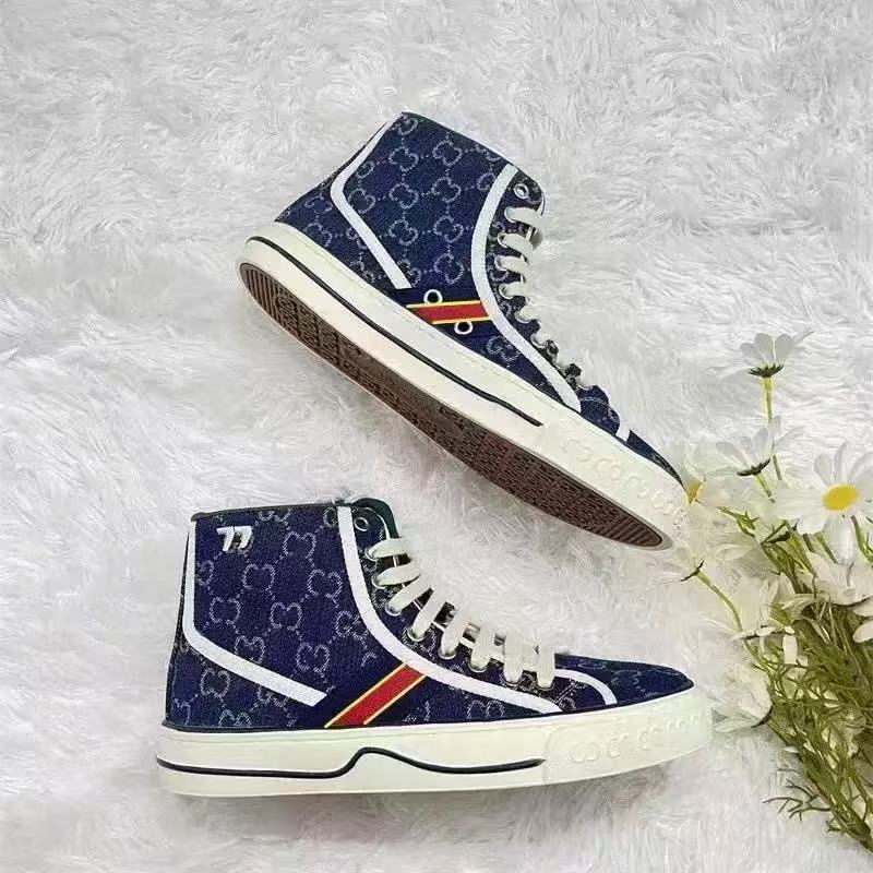 Gucci Tennis 1977 High Top Blue GG Denim Monogram