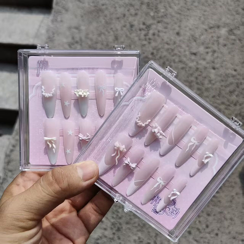 Pink Nail Stickers, Red Series Wearable Nail Tips, High-End Cute Nail Tips, Butterfly-Shaped Long and Short Cat-Eye Fake Nails Pink Nail Stickers, Red Series Wearable Nail Tips, High-End Cute Nail Tips, Butterfly-Shaped Long and Short Cat-Eye Fake Nails