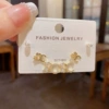 Golden set pearl, earrings, diamond encrusted, Chanel style, 3 piece set