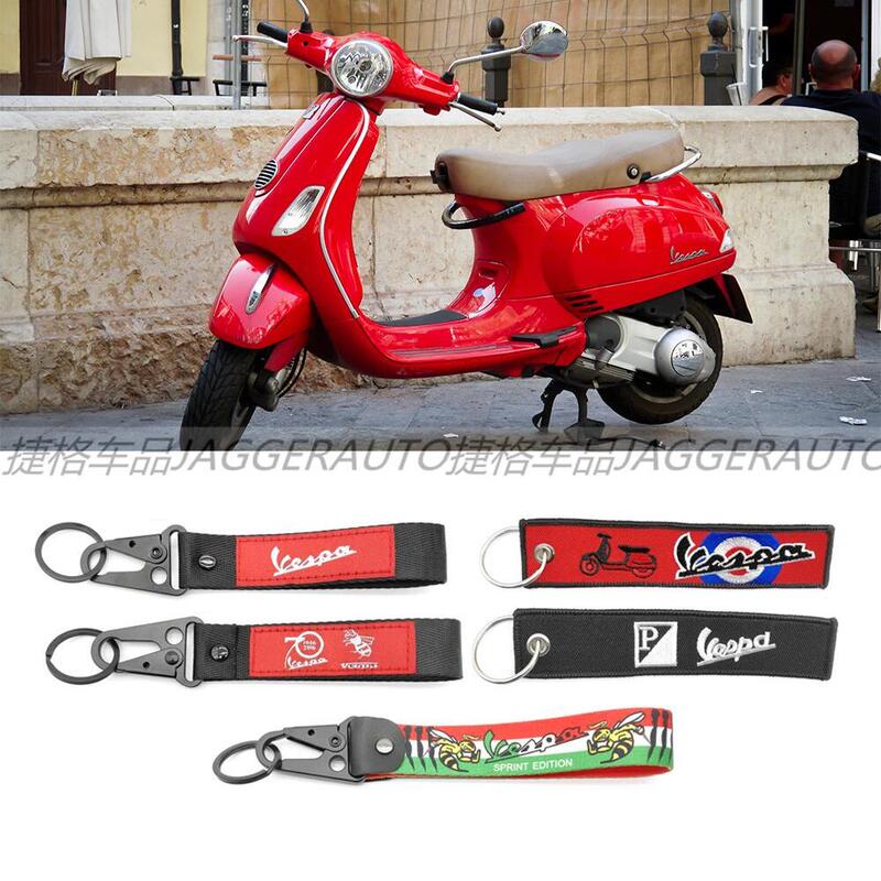 Suitable for Vespa motorcycle culture embroidery silicone cloth strip keychain pendant in stock wholesale