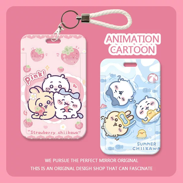 Cute Jiikawa Card Holder Student Campus Card Meal Card Id Card Protective Cover Bus Subway Card Hanging Neck Rope