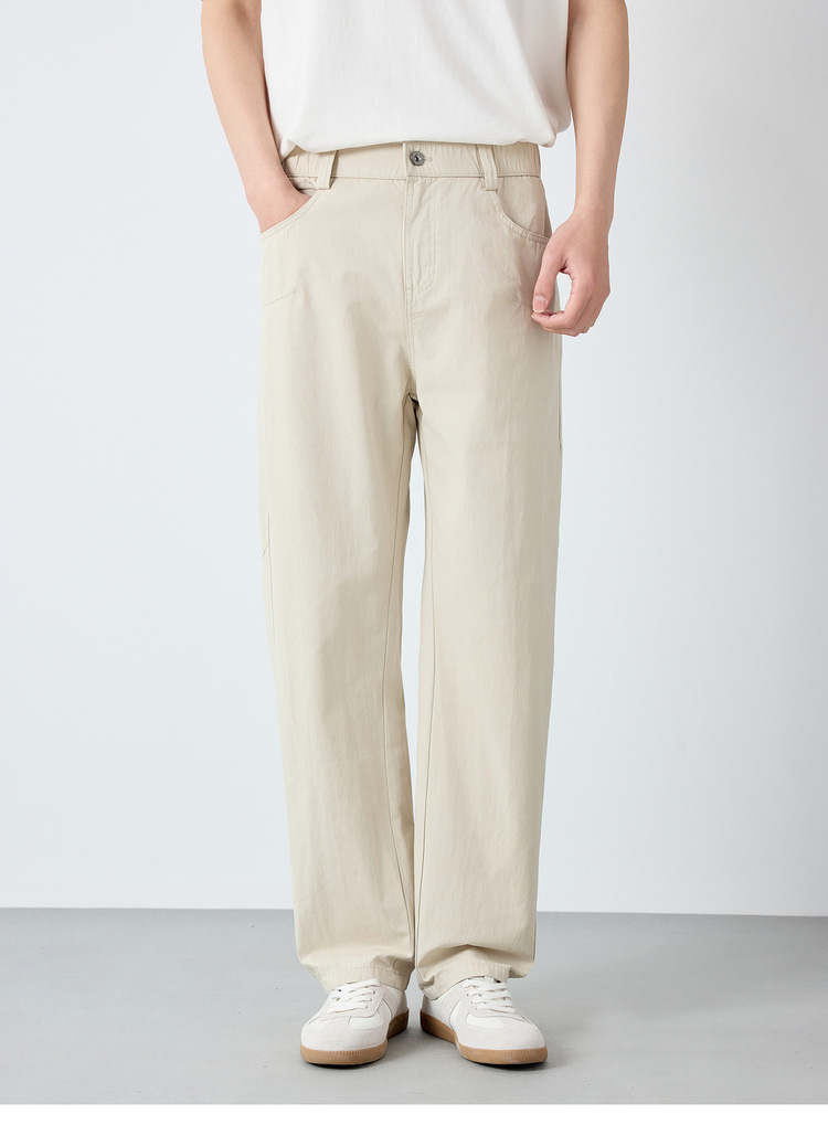 Quần kaki nam công sở chất liệu cotton pha lanh dáng suông — đen chi tiết 12